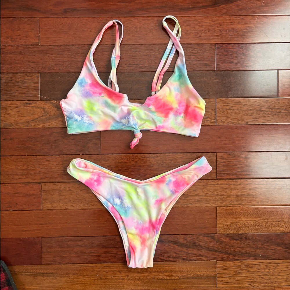 Zaful Pastel Tie-Dye Bikini Set